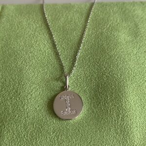 Anzie Disk Silver Pavé Pendant Necklace I Initial